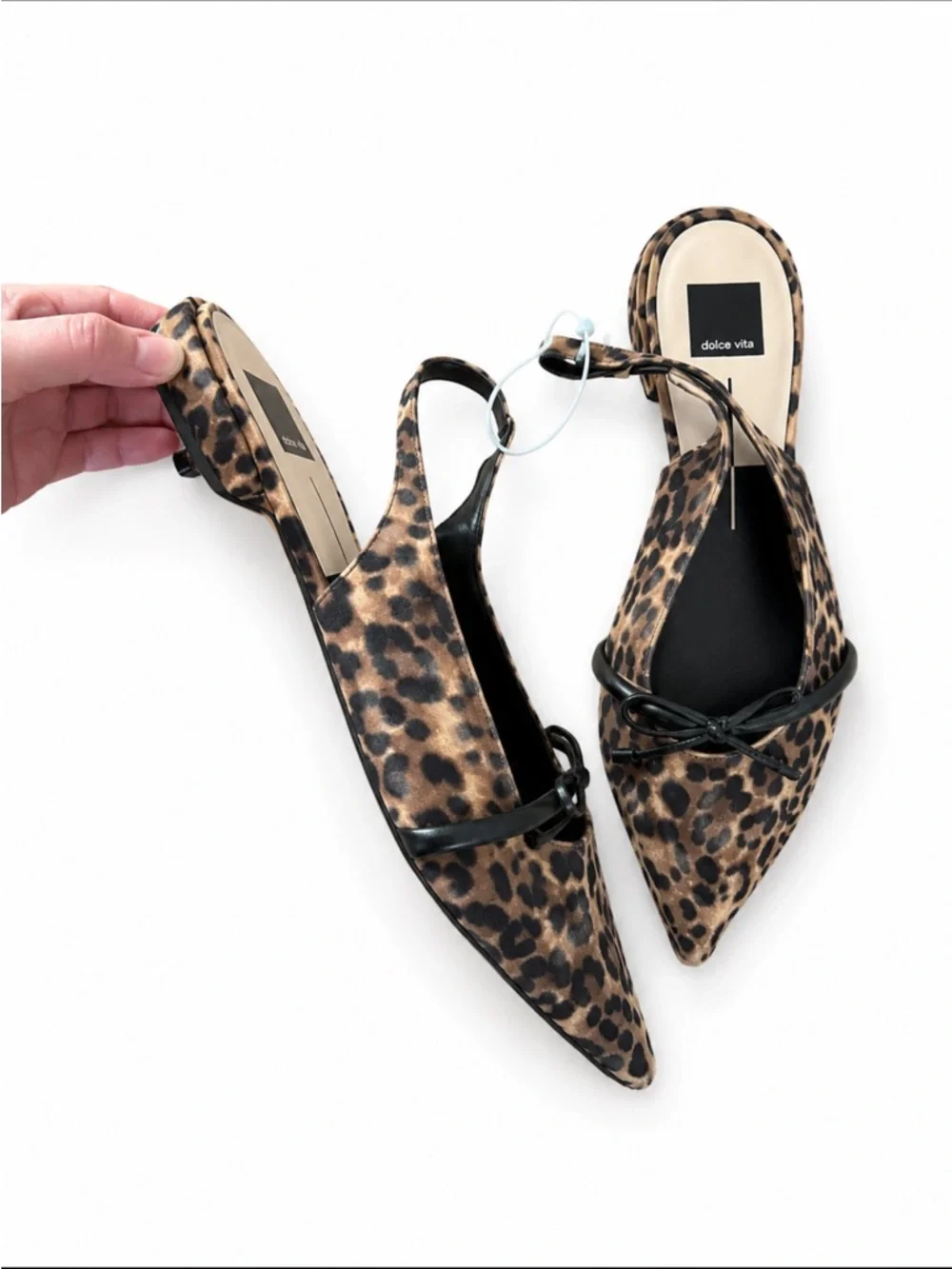 Dolce Vita Payge Leopard Calf Hair Slingback Pointed Toe Flats Size 10